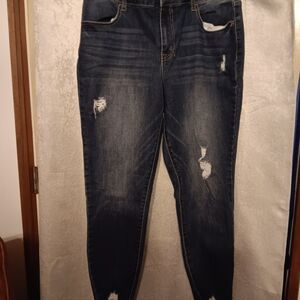 Maurices Dark Blue Distressed Skinny Jeans